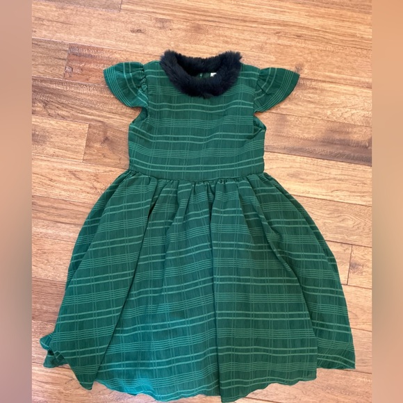 Trish Scully Child Green Plaid Holiday Christmas Dress with Faux Fur Collar, 10 - Picture 1 of 8